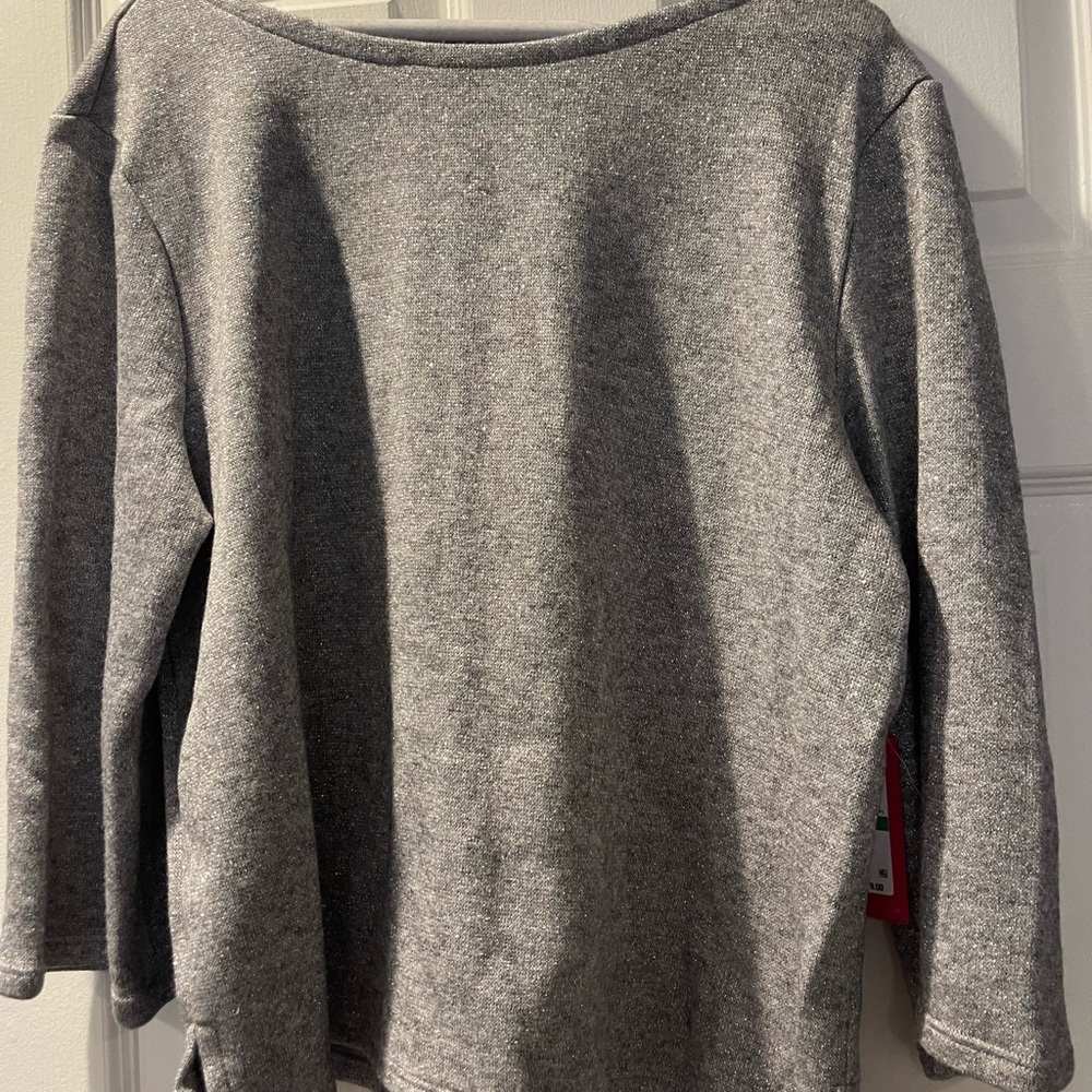 NWT Vince Camuto Silver Sparkle Sweater 3/4 Sleeve